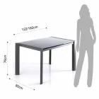 Table extensible gris en verre trempé métal peint et Zeno Viadurini