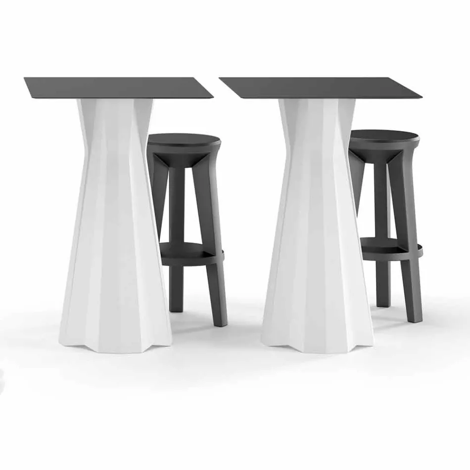 Table haute avec plateau en Hpl et base en polyéthylène Made in Italy - Tinuccia Viadurini