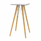 Table haute de bar design carrée en bois et Hpl, 4 pièces - Faz Wood - Vondom Viadurini
