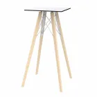 Table haute de bar design carrée en bois et Hpl, 4 pièces - Faz Wood - Vondom Viadurini