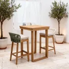 Table haute de bar en teck naturel brossé - Sponda Viadurini