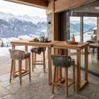 Table haute de bar en teck naturel brossé - Sponda Viadurini