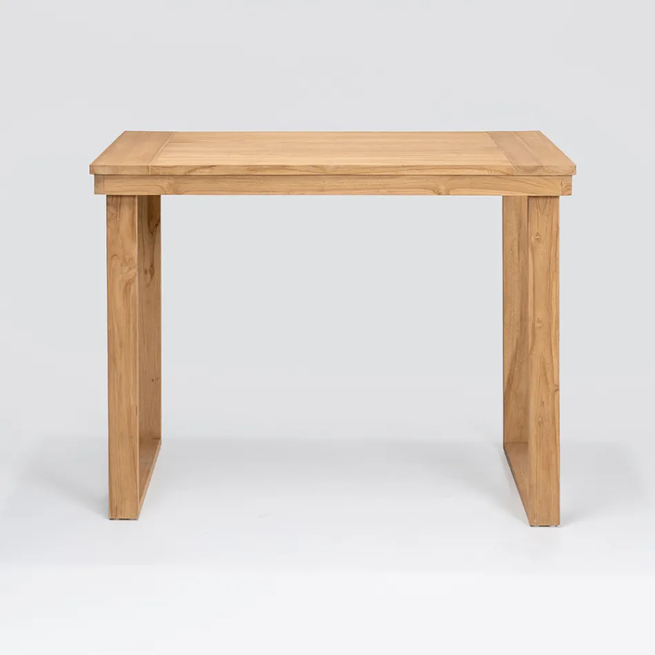 Table haute de bar en teck naturel brossé - Sponda Viadurini
