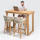 Table haute de bar en teck naturel brossé - Sponda Viadurini