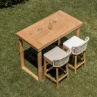 Table haute de bar en teck naturel brossé - Sponda Viadurini