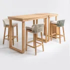 Table haute de bar en teck naturel brossé - Sponda Viadurini