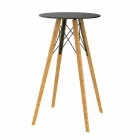 Table Haute Bar Design Ronde en Bois et Hpl, 4 Pièces - Faz Wood - Vondom Viadurini