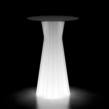 Table haute d'extérieur avec base lumineuse et plateau en Hpl Made in Italy - Tinuccia Viadurini