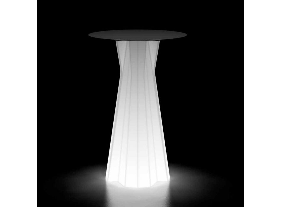 Table haute d'extérieur avec base lumineuse et plateau en Hpl Made in Italy - Tinuccia Viadurini