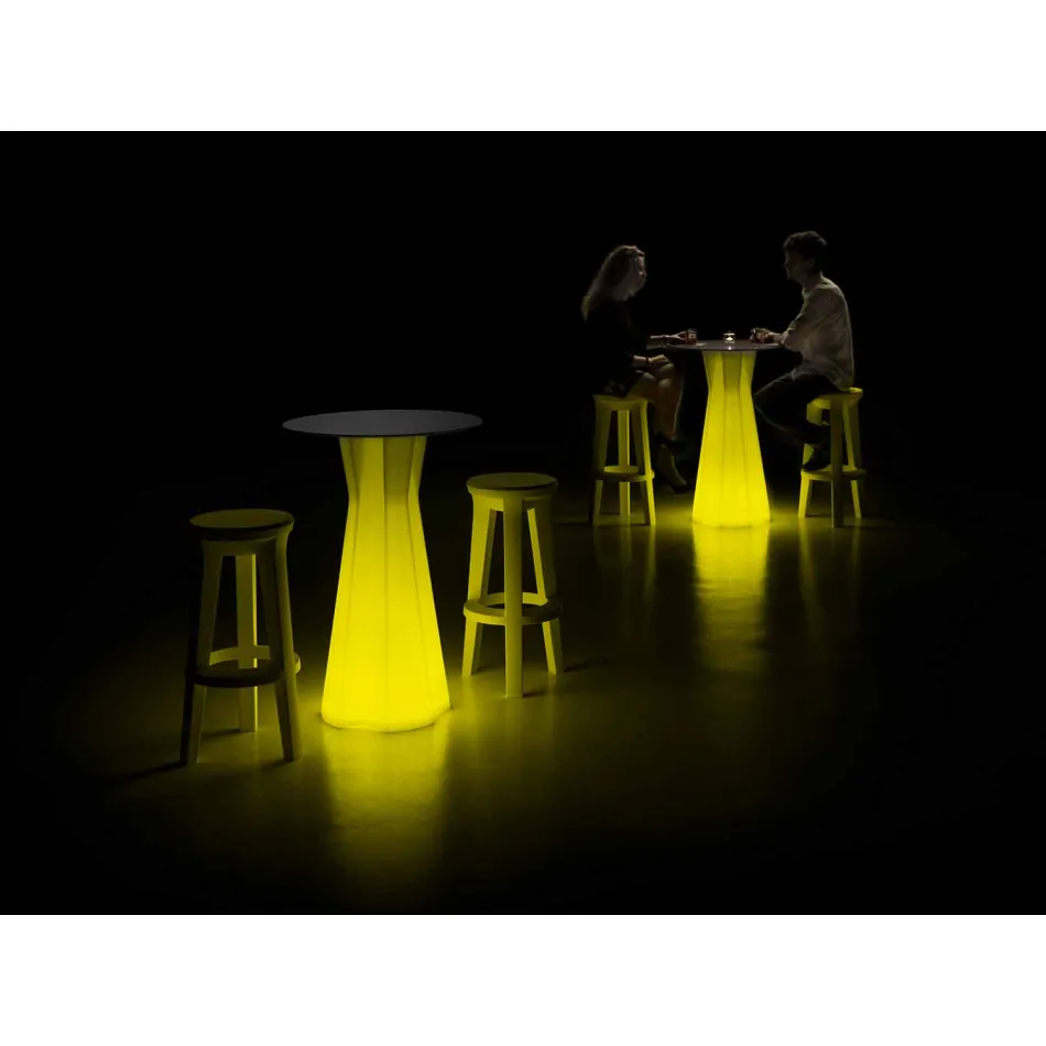Table haute d'extérieur avec base lumineuse et plateau en Hpl Made in Italy - Tinuccia Viadurini