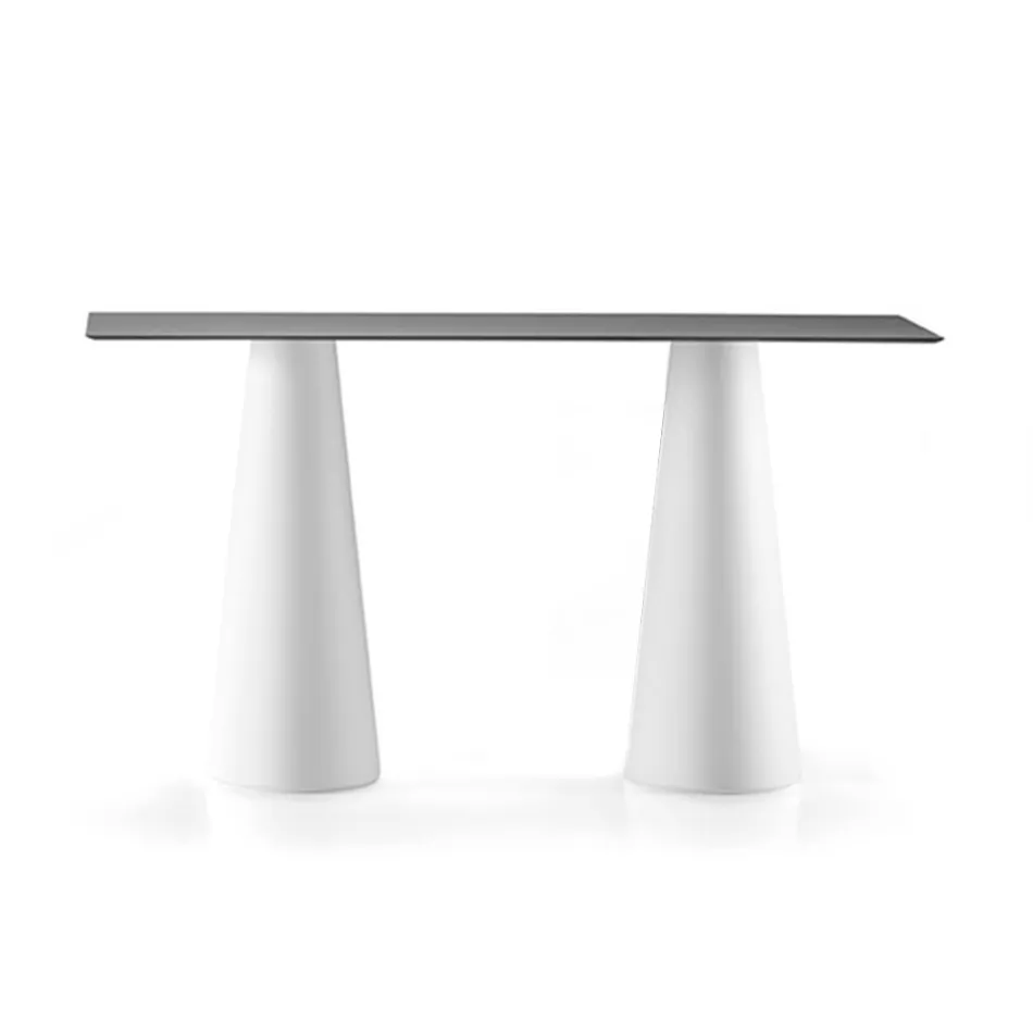 Table haute d'extérieur avec plateau rectangulaire en Hpl Made in Italy - Forlina Viadurini