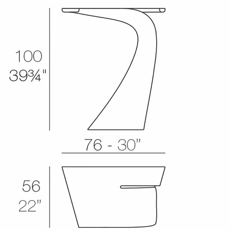 Table haute d'extérieur design H 100 cm, en polyéthylène, Wing Vondom Viadurini