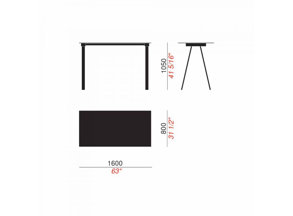 Table haute d'extérieur en métal et HPL rectangulaire Made in Italy - Devin Viadurini