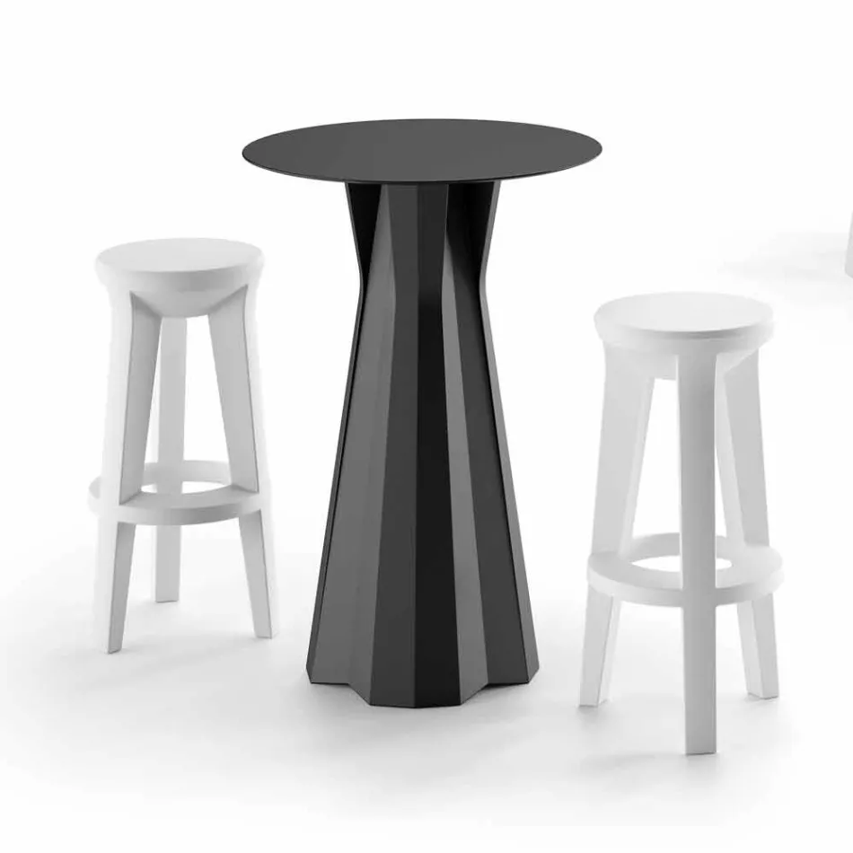 Table haute en polyéthylène avec plateau rond en Hpl Made in Italy - Tinuccia Viadurini