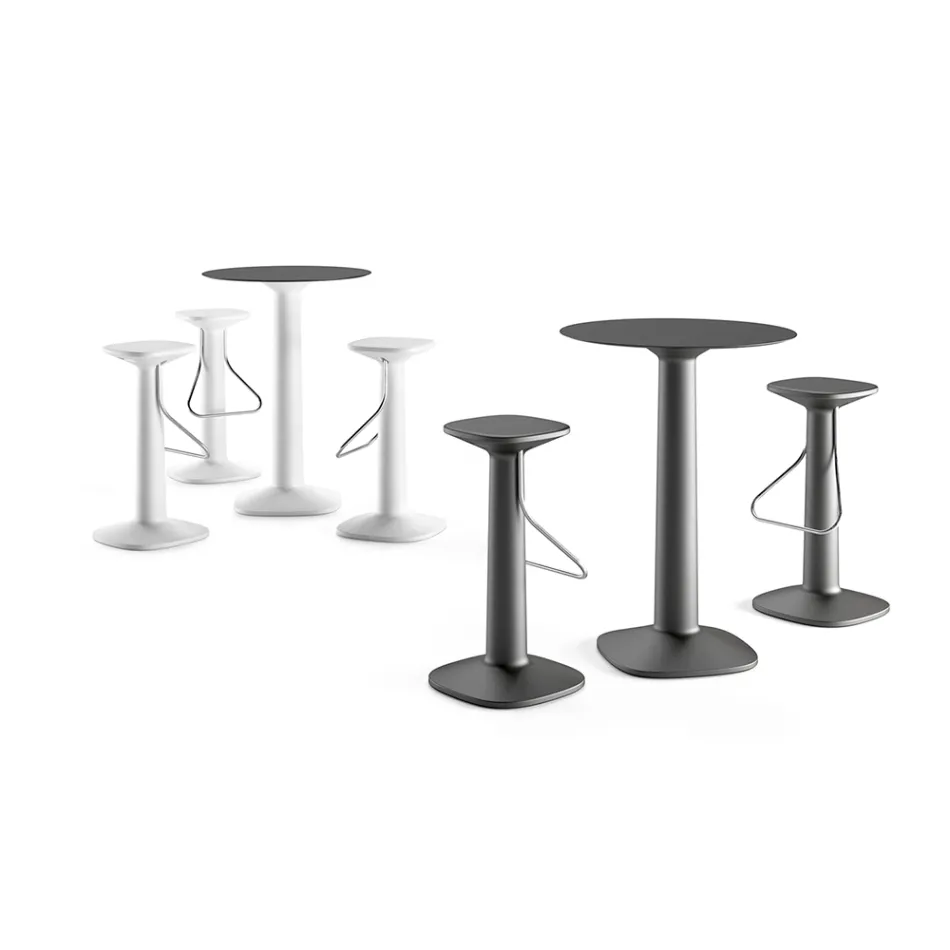 Table ronde haute en polyéthylène avec plateau HPL Made in Italy - Pito Viadurini