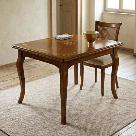 Table extensible classique 200 cm en bois de Bassano, fabriquée en Italie - Ambra Viadurini