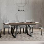 Table avec 1 rallonge de 60 cm en fer et bois Made in Italy - Sole Viadurini