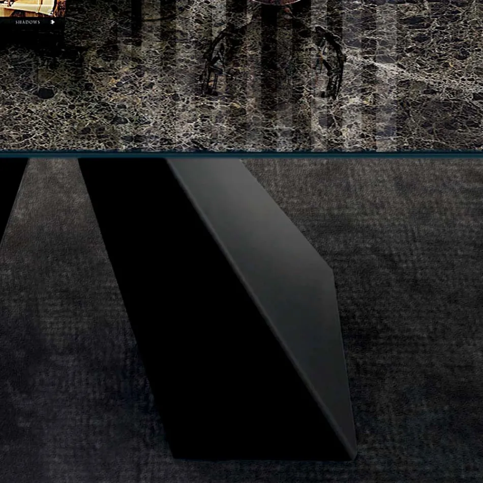 Table avec rallonges intégrées en céramique et acier fabriquée en Italie - Dalmata Viadurini