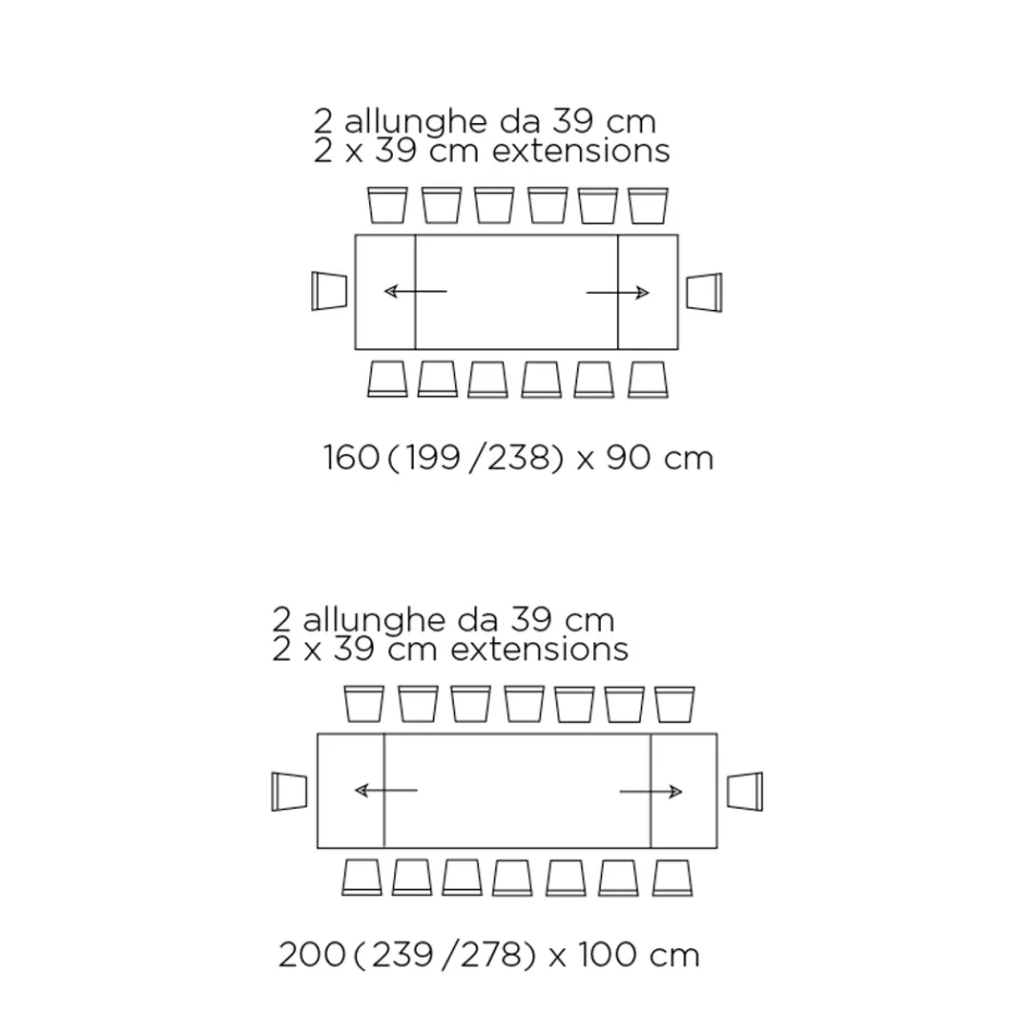 Table avec rallonges intégrées en céramique et acier fabriquée en Italie - Dalmata Viadurini