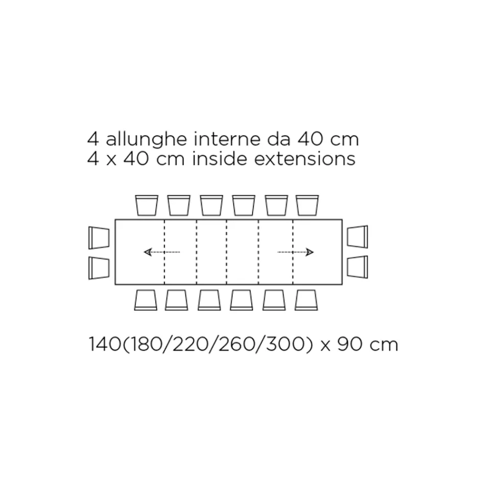 Table avec rallonges internes et bord rabattable en stratifié Made in Italy - Gordito Viadurini