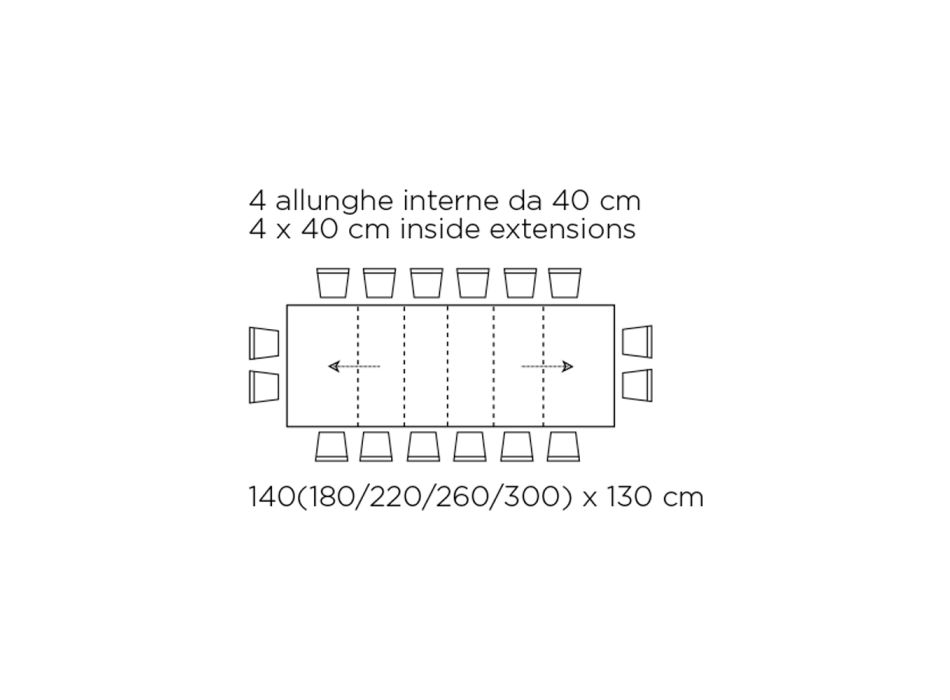 Table avec rallonges internes et bord rabattable en stratifié Made in Italy - Gordito Viadurini