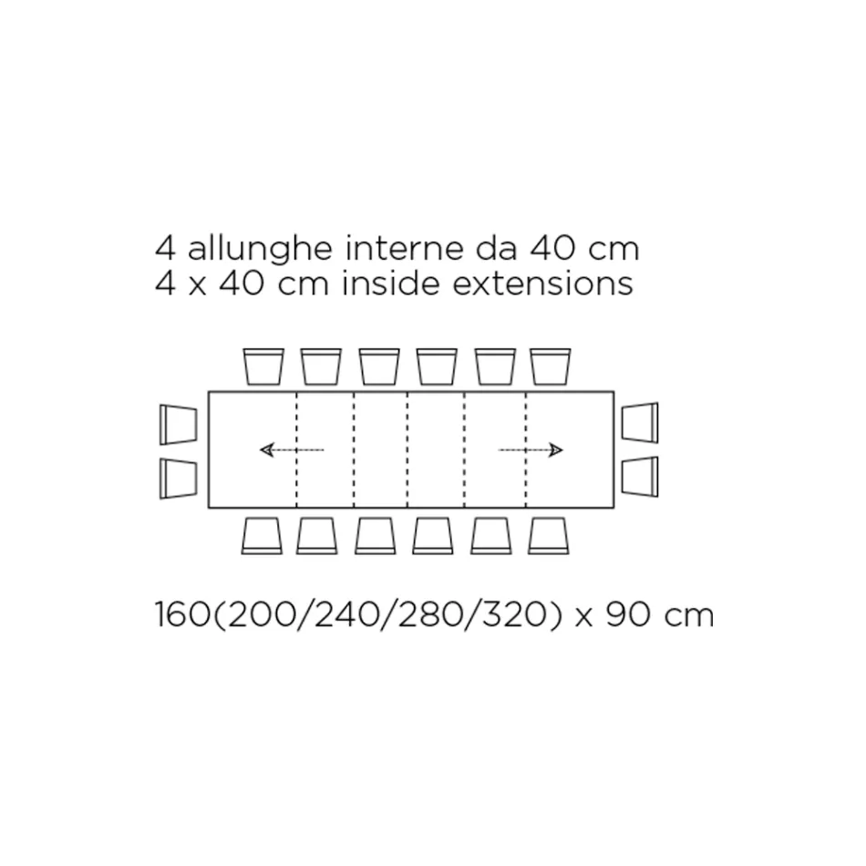 Table avec rallonges internes et bord rabattable en stratifié Made in Italy - Gordito Viadurini
