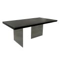 Table avec plateau plaqué en chêne massif et base en cristal Made in Italy - Noelia