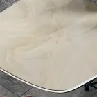 Table avec plateau en céramique en forme de tonneau et base en acier Made in Italy - Ezzellino Viadurini