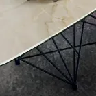 Table avec plateau en céramique en forme de tonneau et base en acier Made in Italy - Ezzellino Viadurini