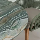 Table avec plateau en céramique et base en teck fabriquée en Italie - Casque Viadurini