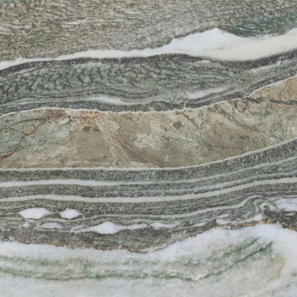 Table avec plateau en céramique et base en teck fabriquée en Italie - Casque Viadurini