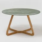 Table avec plateau en céramique et base en teck fabriquée en Italie - Casque Viadurini