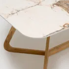 Table avec plateau en céramique et base en teck massif fabriquée en Italie - Blouse Viadurini