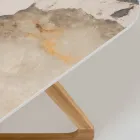 Table avec plateau en céramique et base en teck massif fabriquée en Italie - Blouse Viadurini