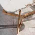Table avec plateau en céramique et base en teck massif fabriquée en Italie - Blouse Viadurini