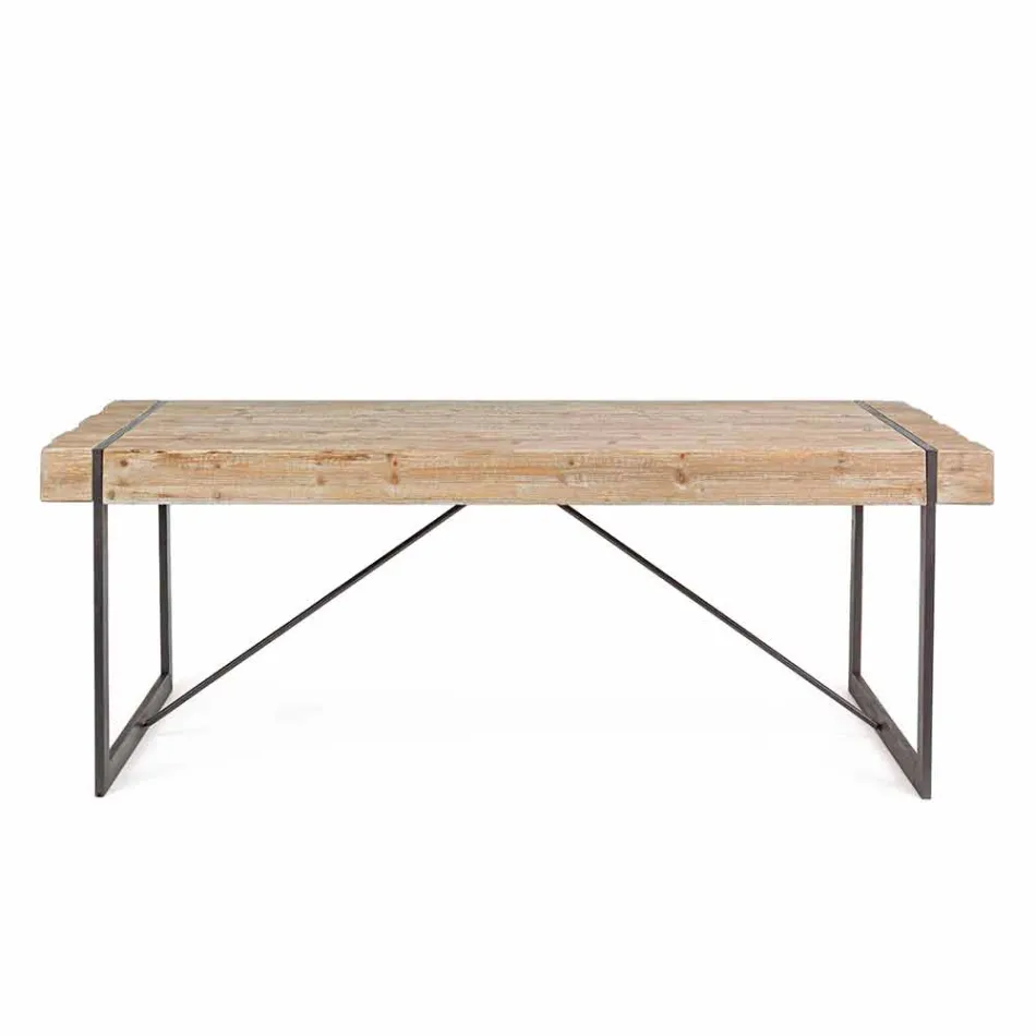 Table en bois de sapin de style industriel Homemotion - Wallie Viadurini