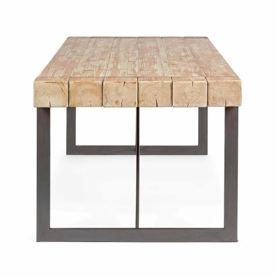 Table en bois de sapin de style industriel Homemotion - Wallie Viadurini