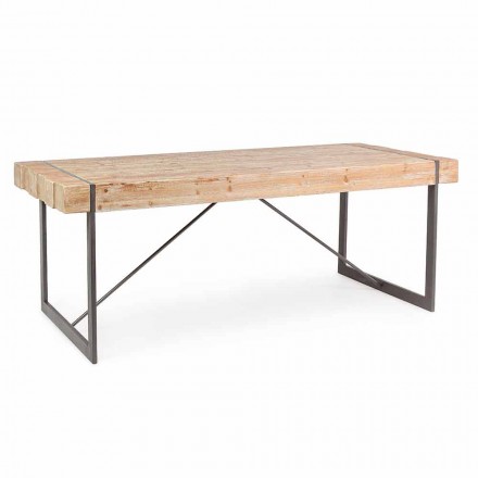 Table en bois de sapin de style industriel Homemotion - Wallie Viadurini