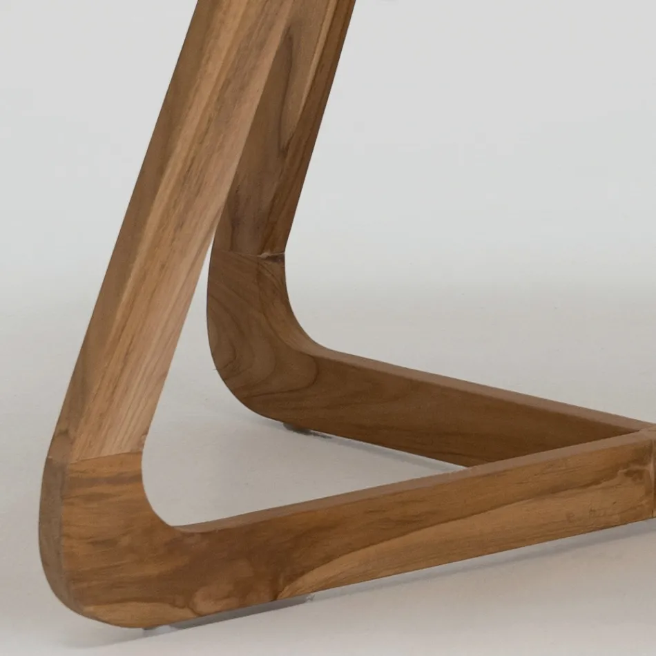 Table avec plateau en Okumè avec finition Microciment Made in Italy - Blouse Viadurini