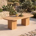 Table avec plateau en teck brossé et coins arrondis - Destination Viadurini