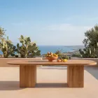 Table avec plateau en teck brossé et coins arrondis - Destination Viadurini