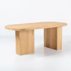 Table avec plateau en teck brossé et coins arrondis - Destination Viadurini