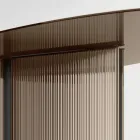 Table avec plateau en verre ovale et base en verre fondu et métal - Foglietto Viadurini