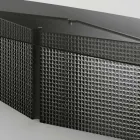 Table avec plateau en verre façonné et base en verre fusionné et métal - Foglietto Viadurini