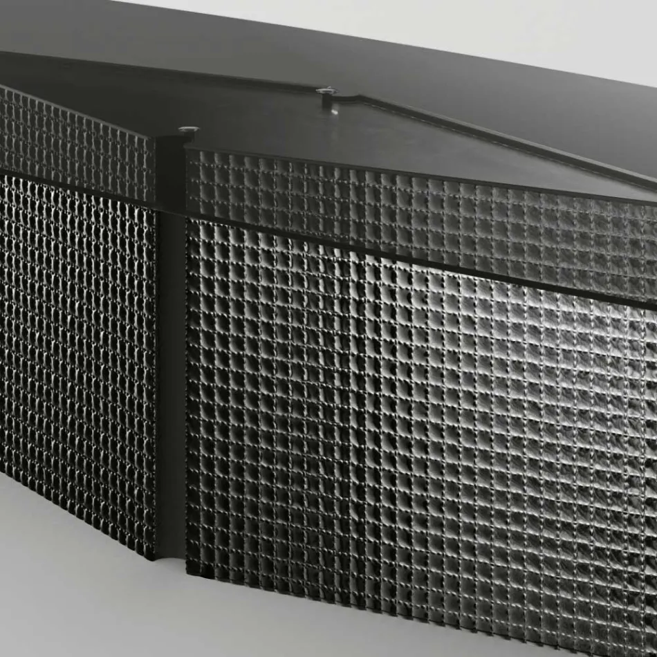 Table avec plateau en verre façonné et base en verre fusionné et métal - Foglietto Viadurini