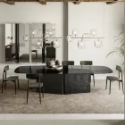 Table avec plateau en verre façonné et base en verre fusionné et métal - Foglietto Viadurini