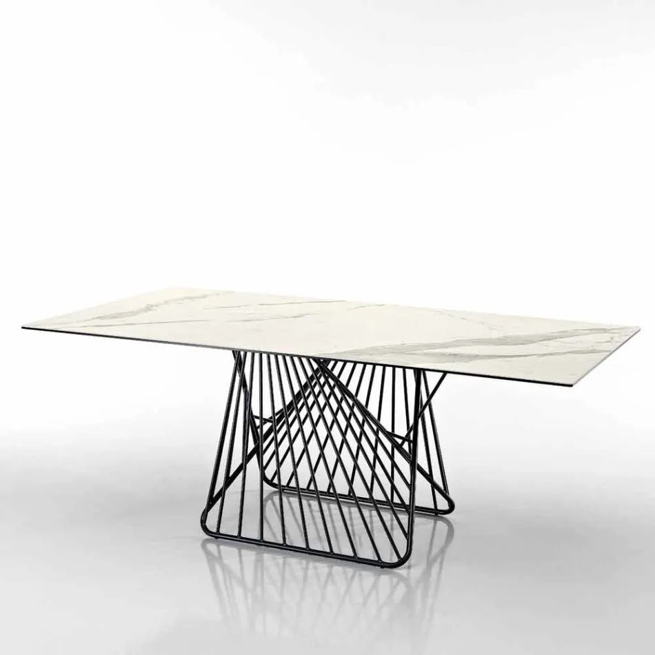 Table avec plateau fabriqué en Italie en verre céramique moderne, Mitia Viadurini