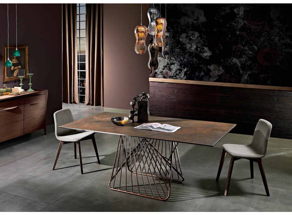 Table avec plateau fabriqué en Italie en verre céramique moderne, Mitia Viadurini