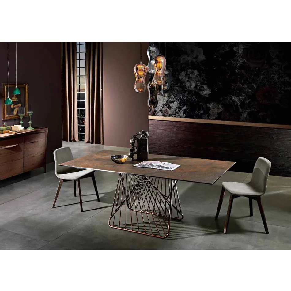 Table avec plateau fabriqué en Italie en verre céramique moderne, Mitia Viadurini