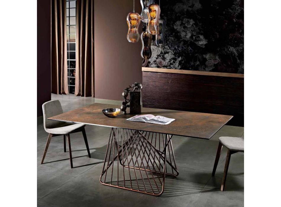 Table avec plateau fabriqué en Italie en verre céramique moderne, Mitia Viadurini